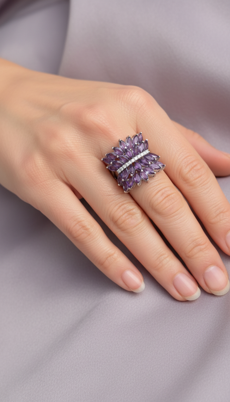 Amethyst Bloom Statement Ring