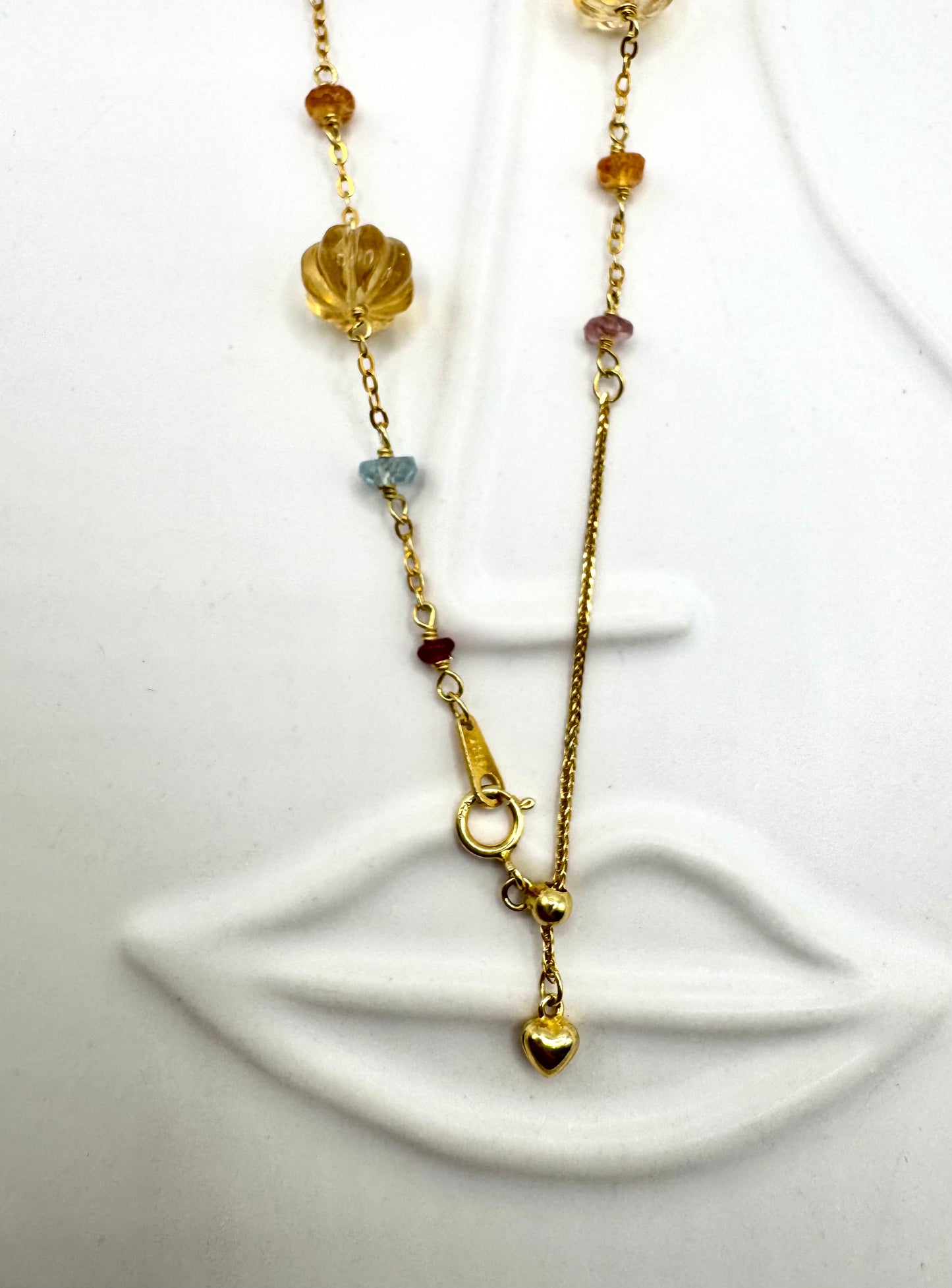 Aurora Garden Gemstone Necklace – Pumpkin Cut Citrine & Multicolor Stones