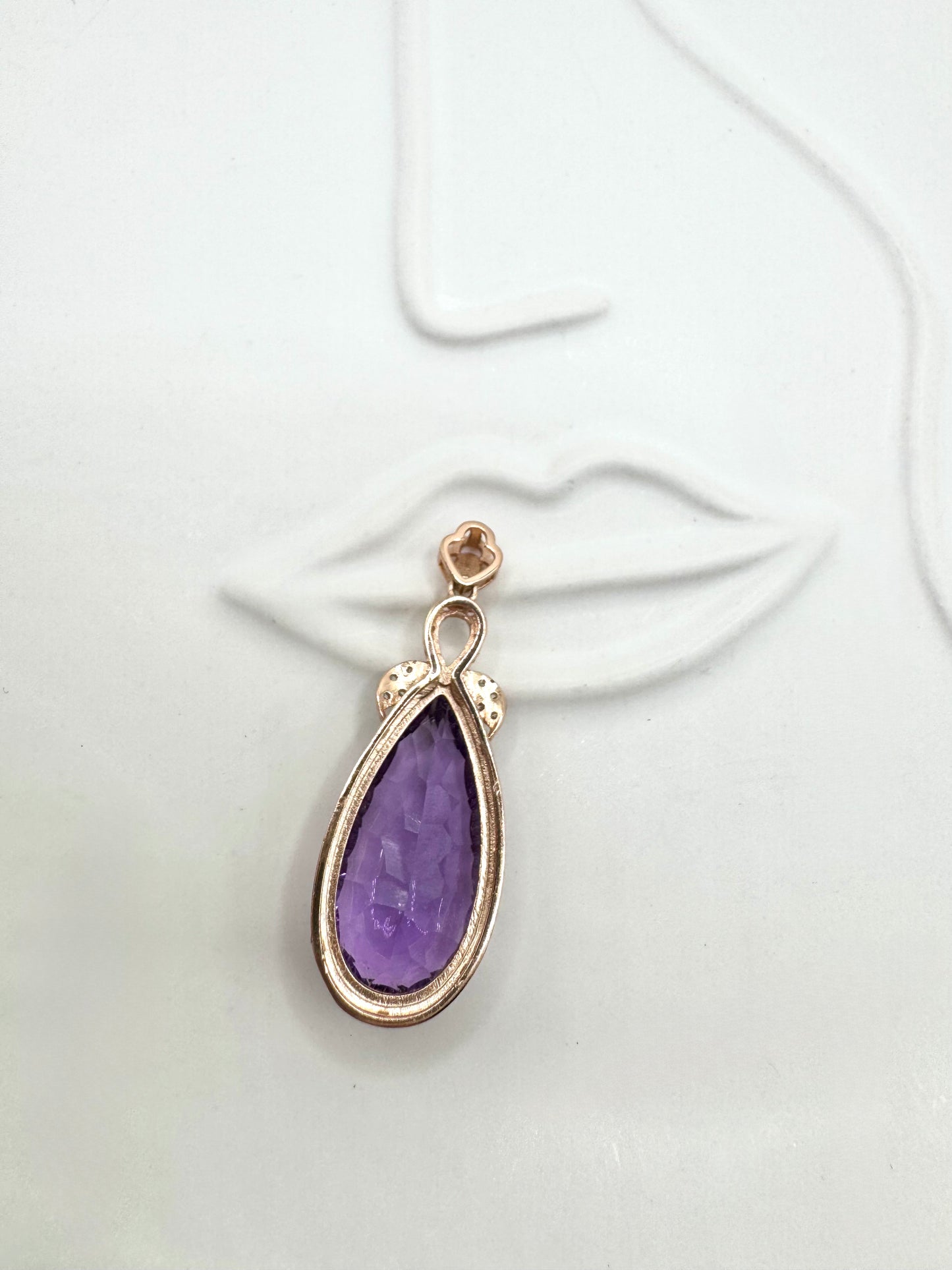 Amethyst Teardrop Pendant in Gold-Tone Setting