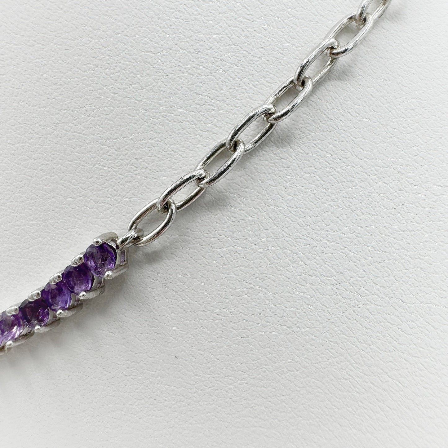 Amethyst necklace with solid chain in 925 sterling silver - Crystal Elysium