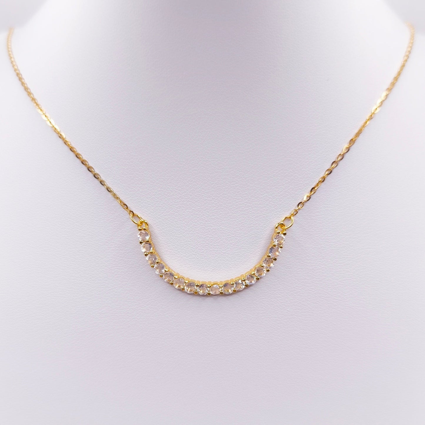 18K gold plated 925 sterling silver necklace with luminous moonstone accents