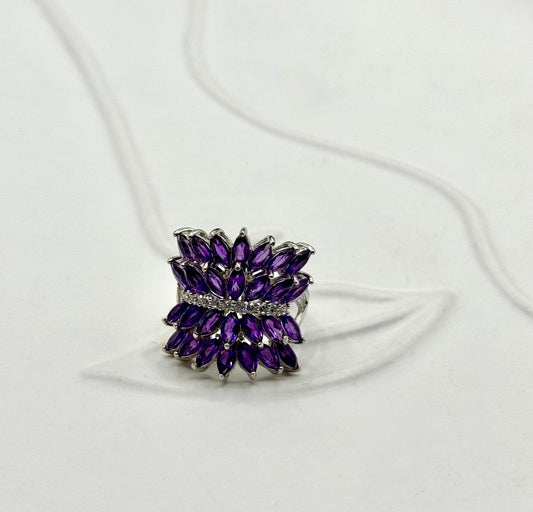 Amethyst Bloom Statement Ring