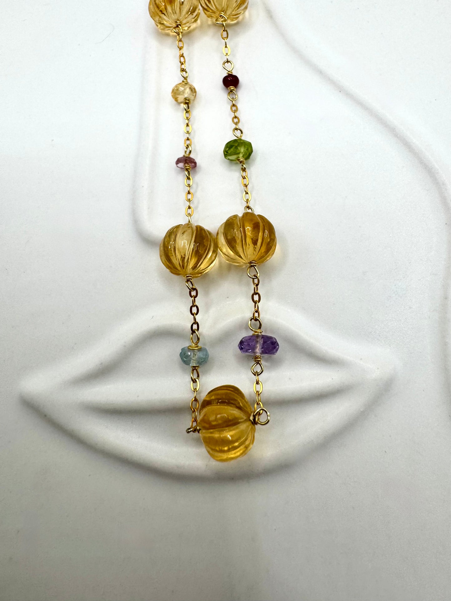 Aurora Garden Gemstone Necklace – Pumpkin Cut Citrine & Multicolor Stones