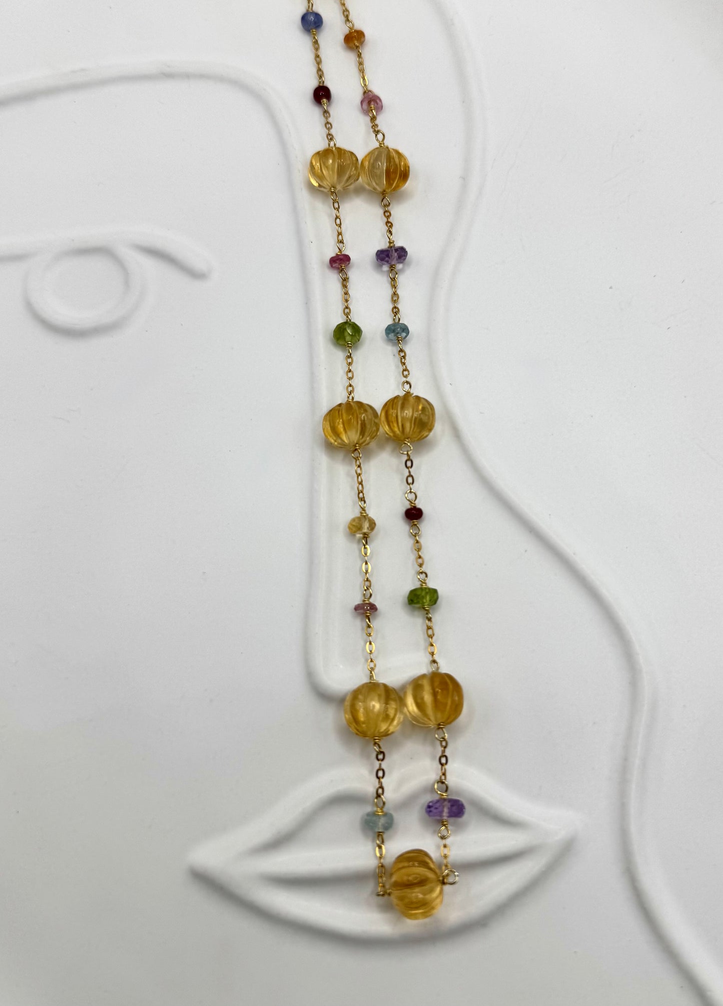 Aurora Garden Gemstone Necklace – Pumpkin Cut Citrine & Multicolor Stones