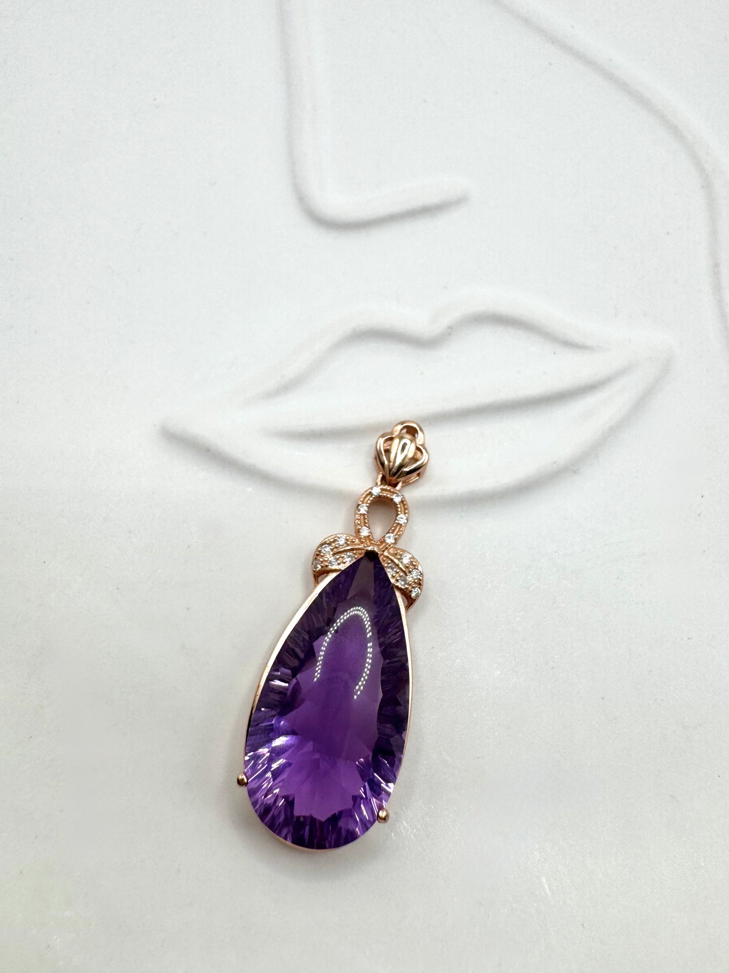 Amethyst Teardrop Pendant in Gold-Tone Setting