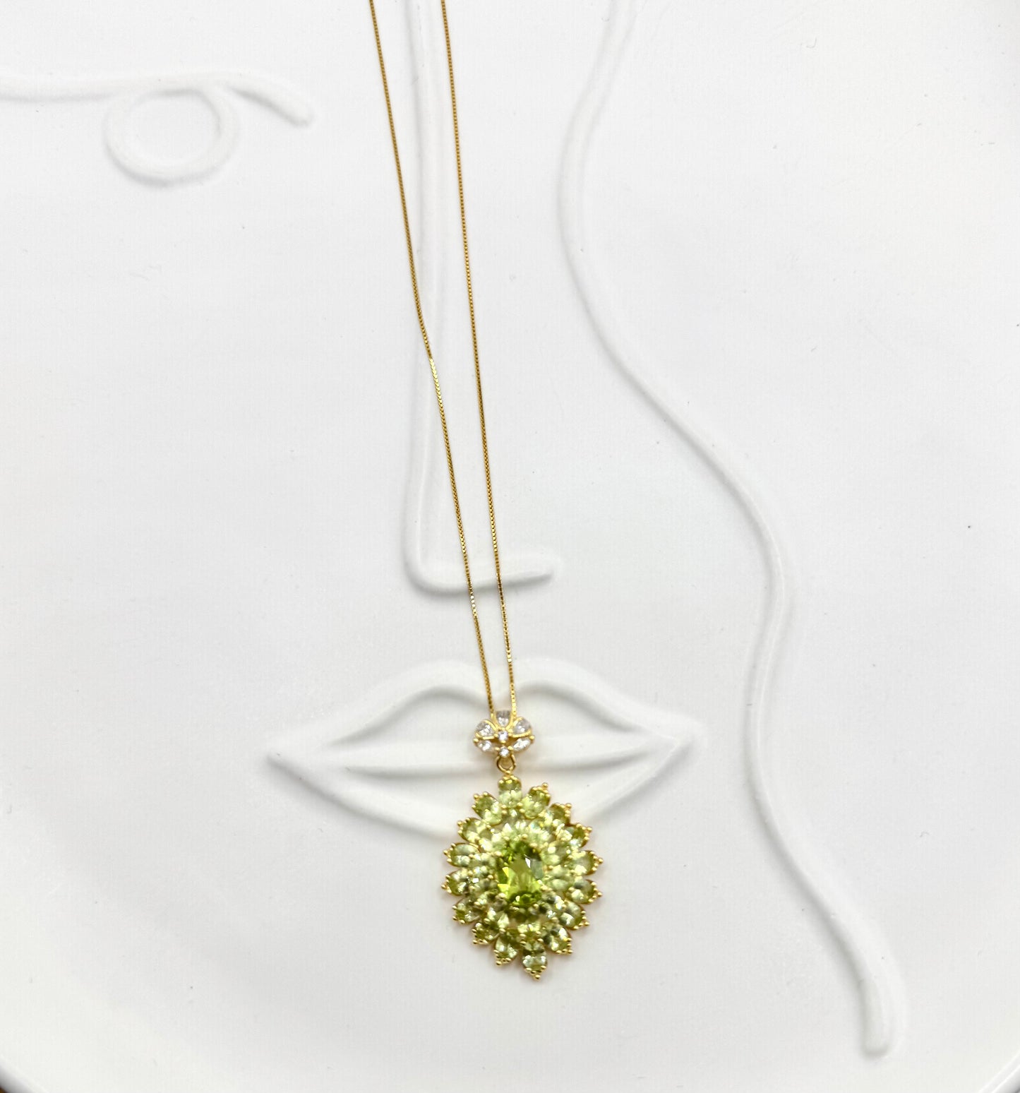 Peridot Bloom Pendant Necklace – Gold-Tone Floral Cluster