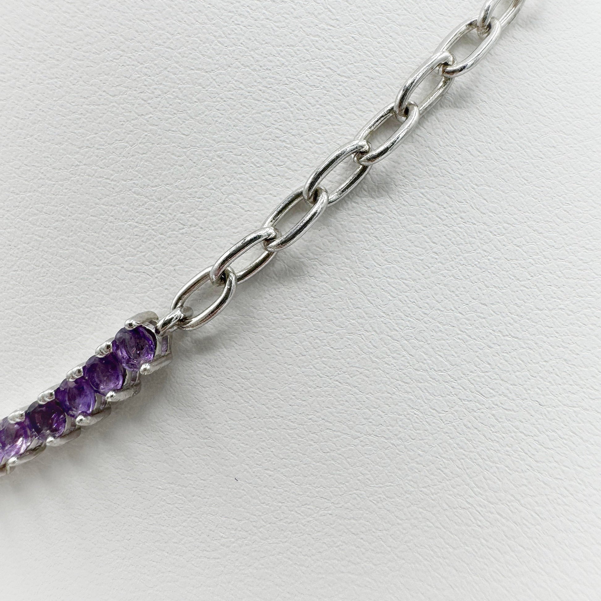 Amethyst necklace with solid chain in 925 sterling silver - Crystal Elysium