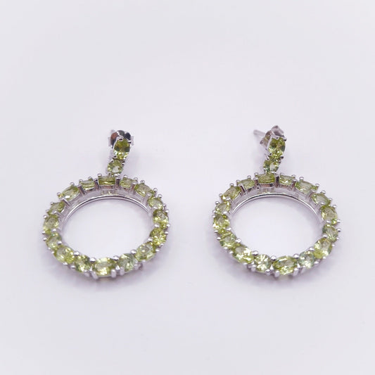 Peridot ear studs with mixed gemstone cuts set in 925 sterling silver