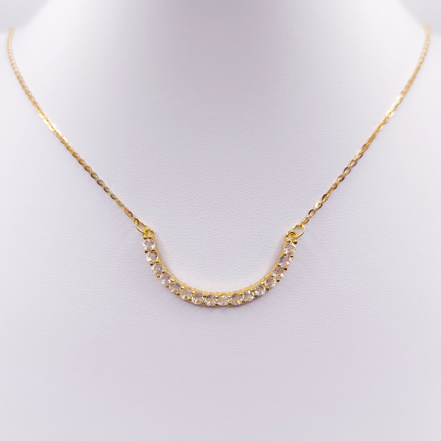 18K gold plated 925 sterling silver necklace with luminous moonstone accents