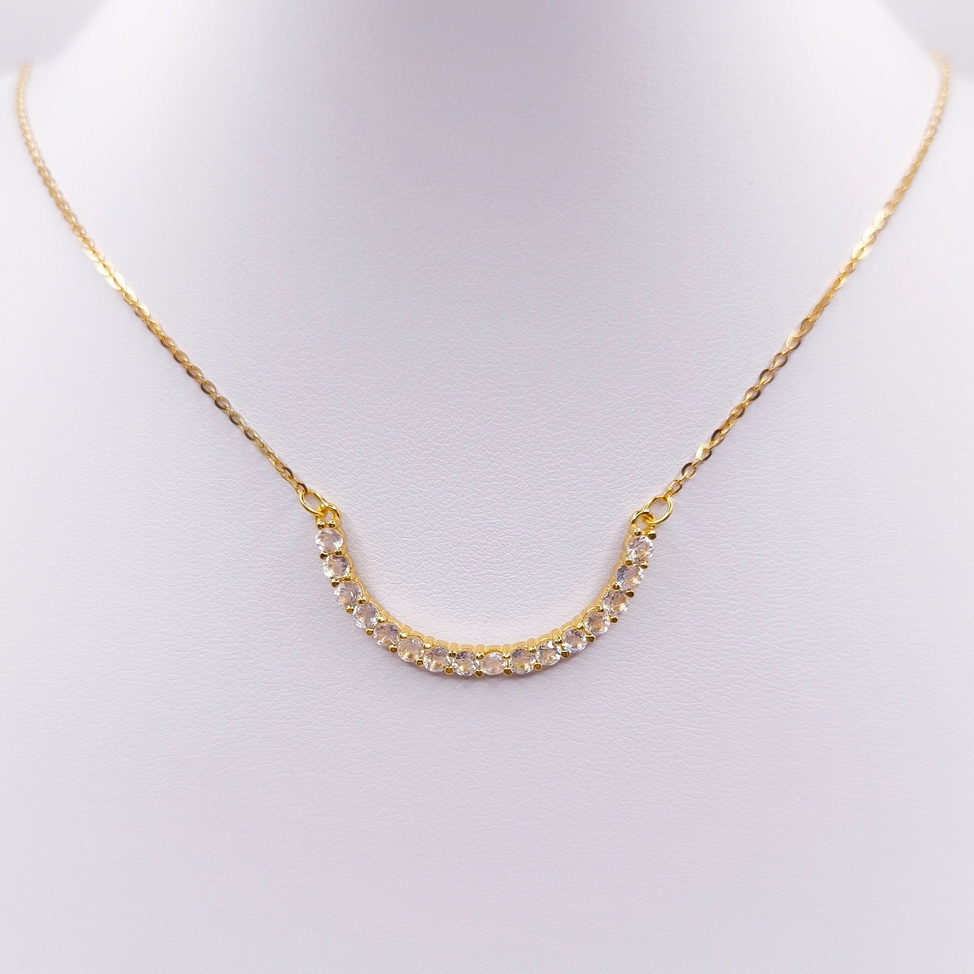 18K gold plated 925 sterling silver necklace with luminous moonstone accents