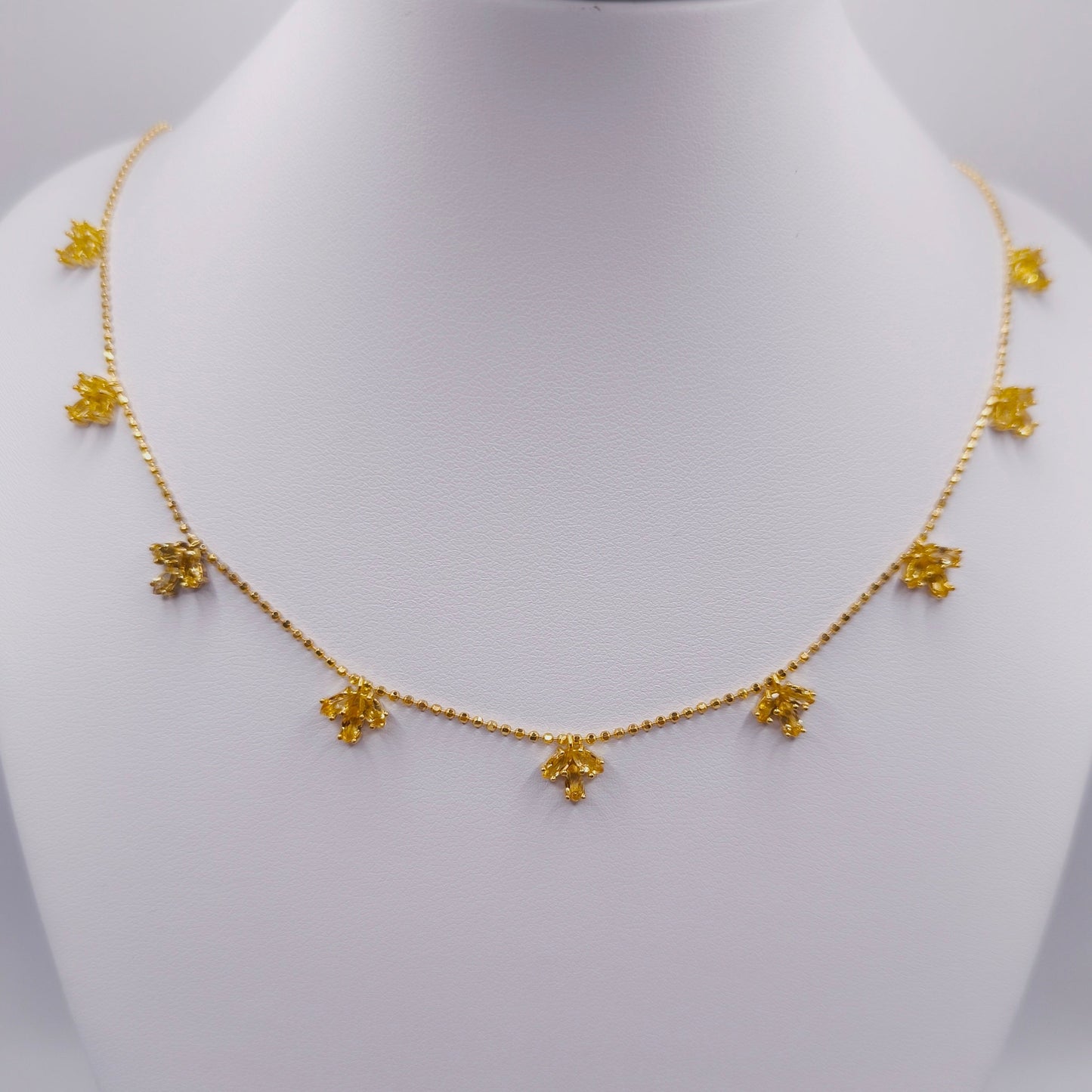 18K gold plated 925 sterling silver necklace with marquise-cut citrine gemstones