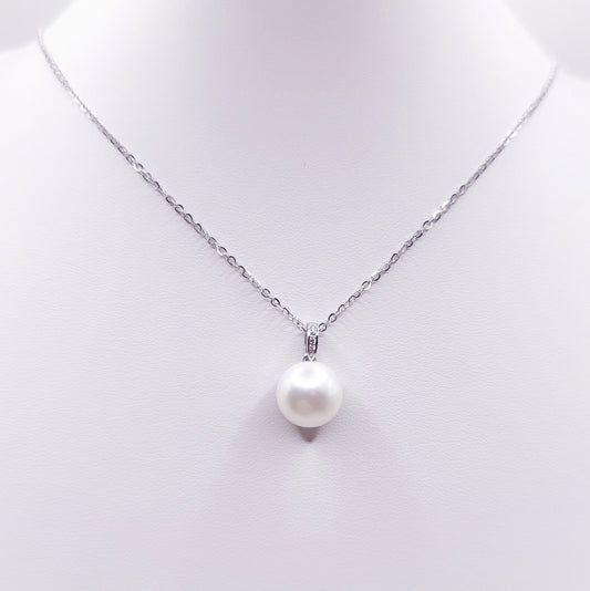 Classic 10 mm pearl necklace in 925 silver - Crystal Elysium